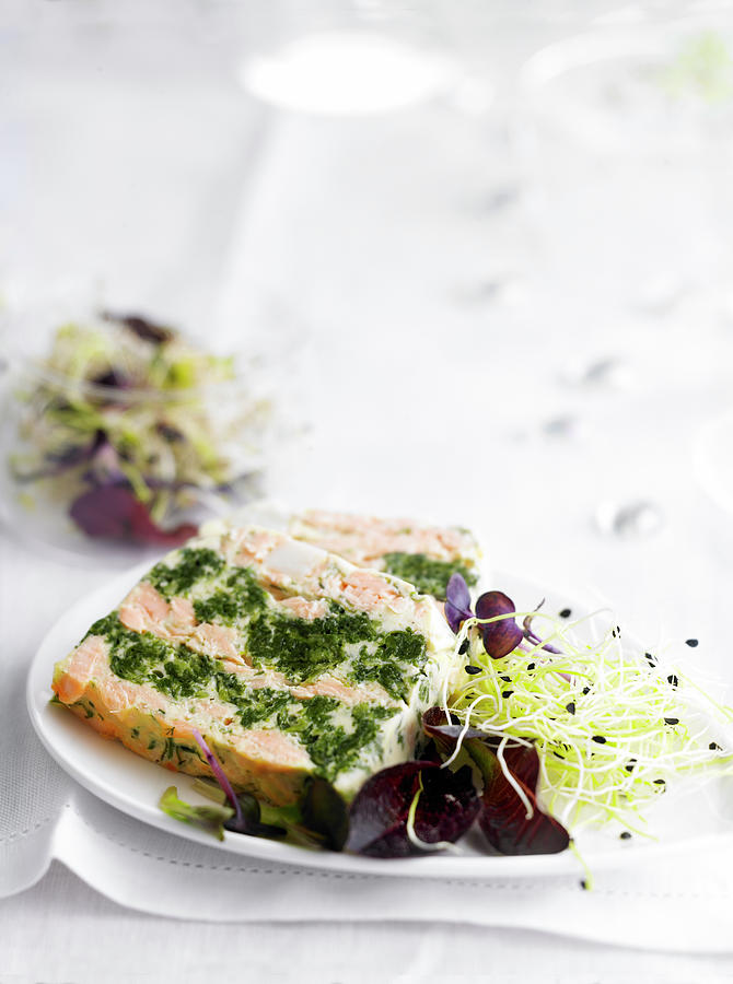 Salmon, Scallop And Spinach Terrine Photograph by Radvaner