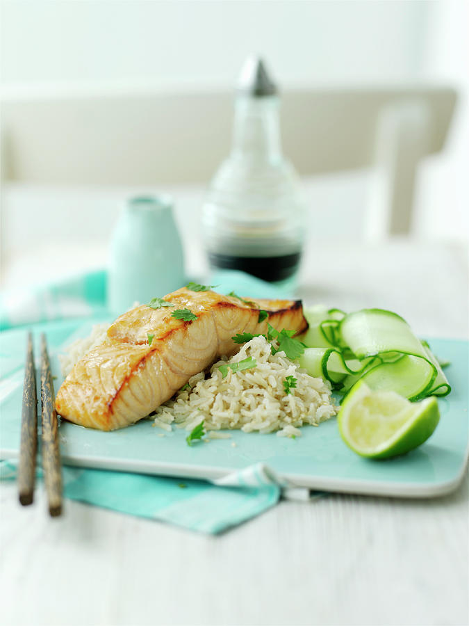 Salmon Teriyaki With Rice Photograph by Ian Garlick