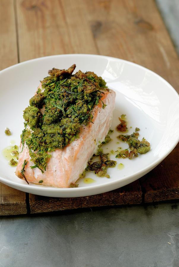 Salmon With Bread And Herb Crust Photograph by Vaillant