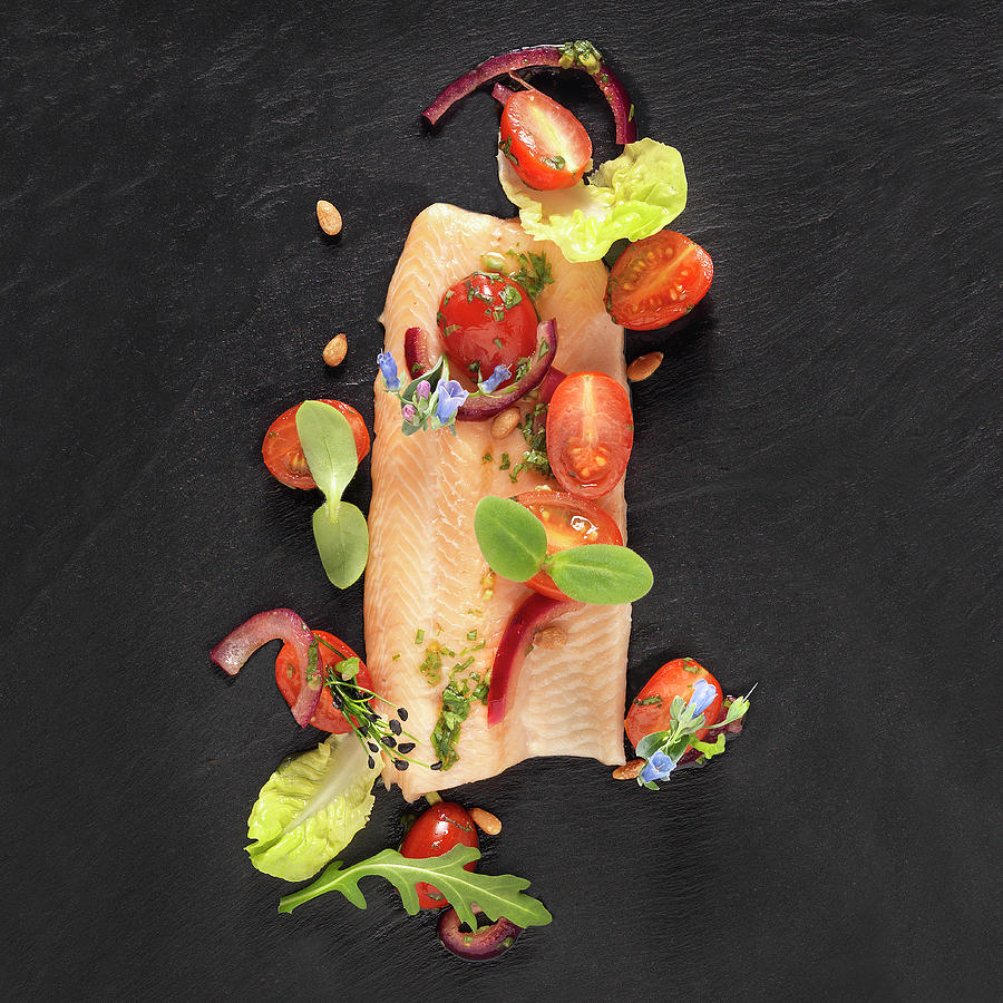Salmon With Tomato Salad Photograph by Studio-344
