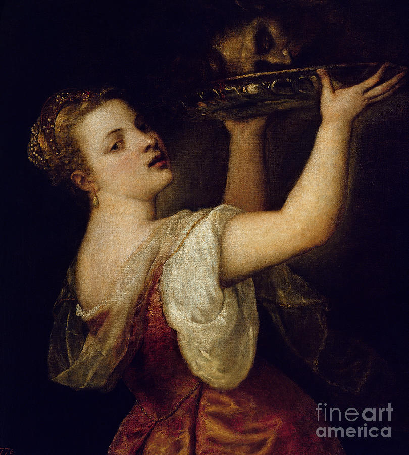 Titian Painting - Salome Carrying The Head Of St John The Baptist, Circa 1549 by Titian