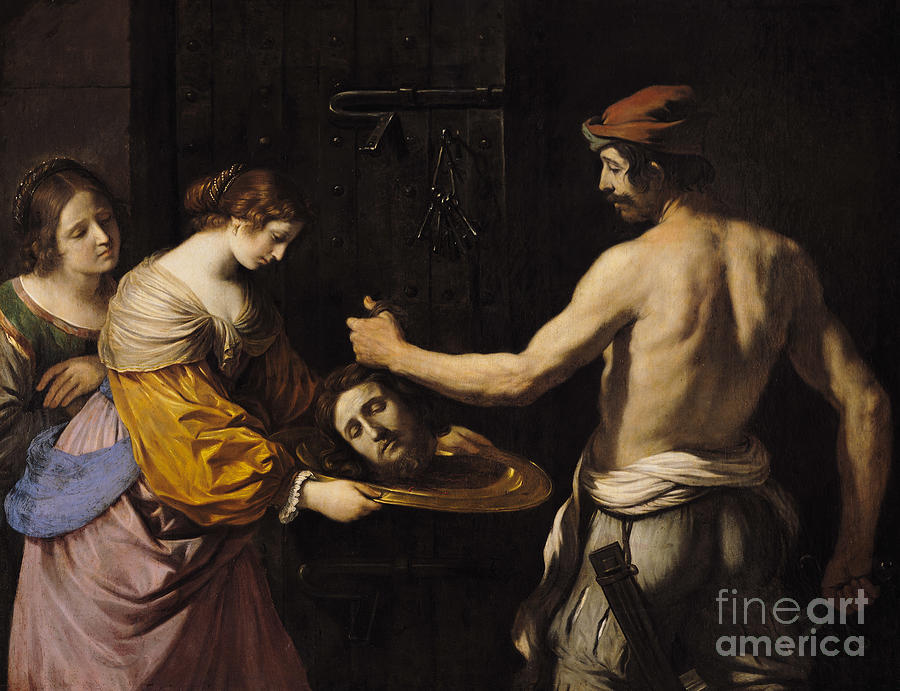 Arts Painting - Salome Receiving The Head Of St. John The Baptist, 1637 by Guercino