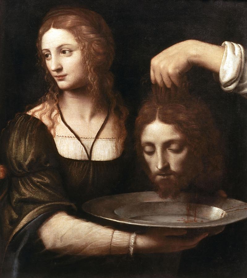 Salome With The Head Of John The Baptist. Bernardino Luini . Painting by Bernardino Luini -c 1480-1532-