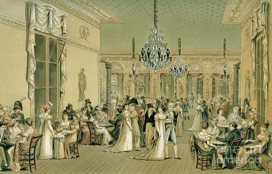 Salon at Cafe Frascati, Paris  Drawing by Philibert-Louis Debucourt