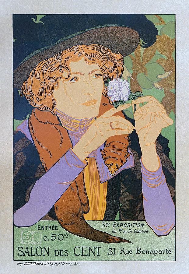 Salon des Cent, 1894 Vintage French Poster Painting by Vincent Monozlay