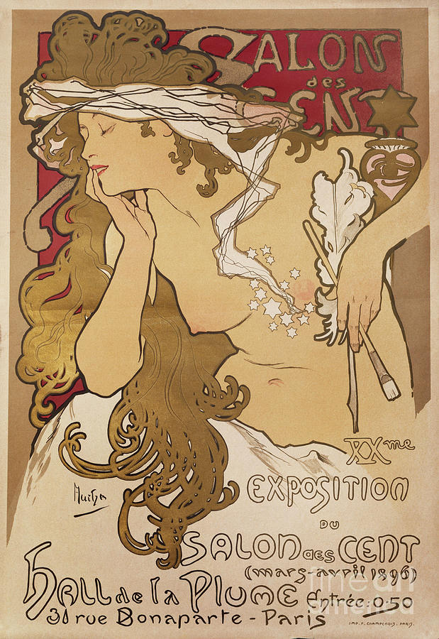 Salon Des Cent, 1896 Drawing by Alphonse Marie Mucha - Fine Art America