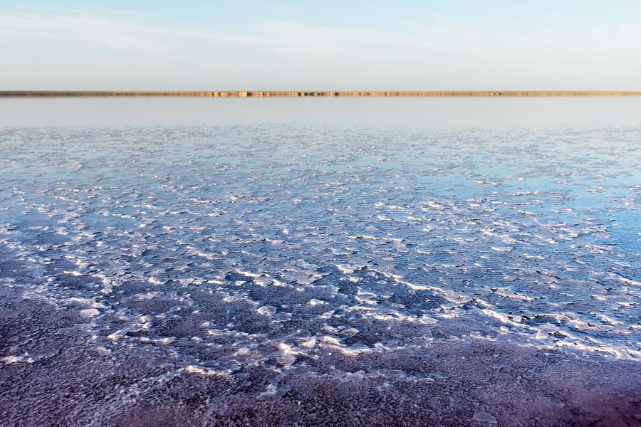 Summer Photograph - Salt Crystals In Pink Water Salt Lake by Ivan Kmit