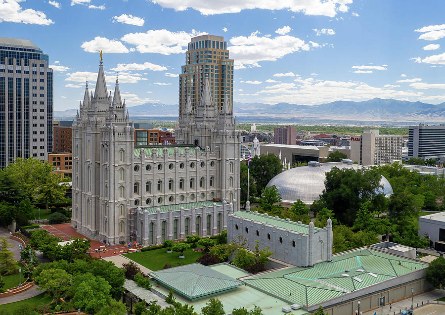 Salt Lake City Temple Square Aerial Photograph by Dave Koch