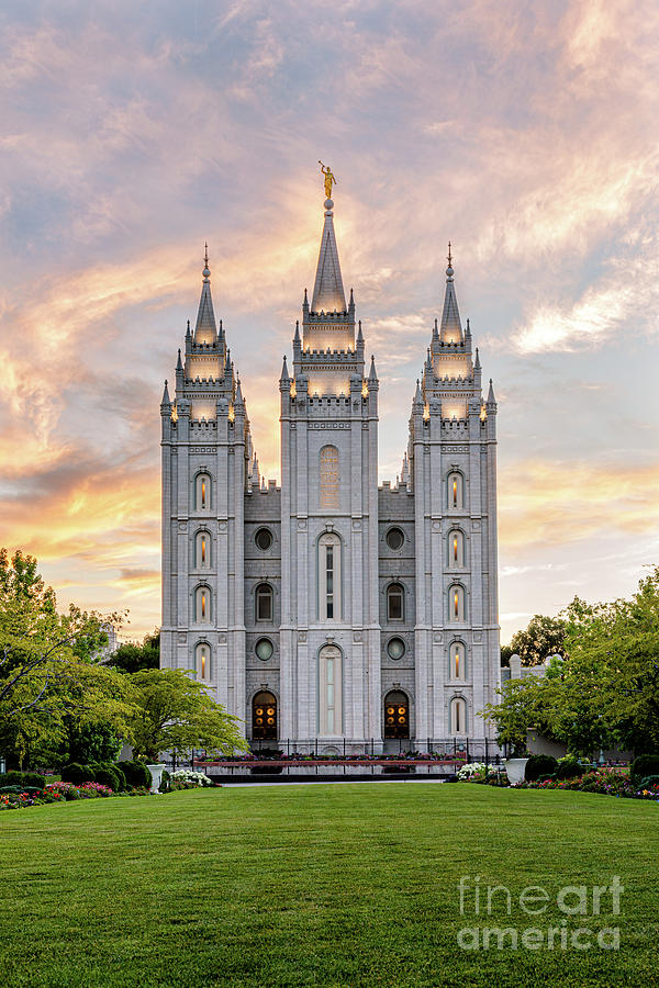 Salt Lake City Temple Sunset Photograph by Bret Barton