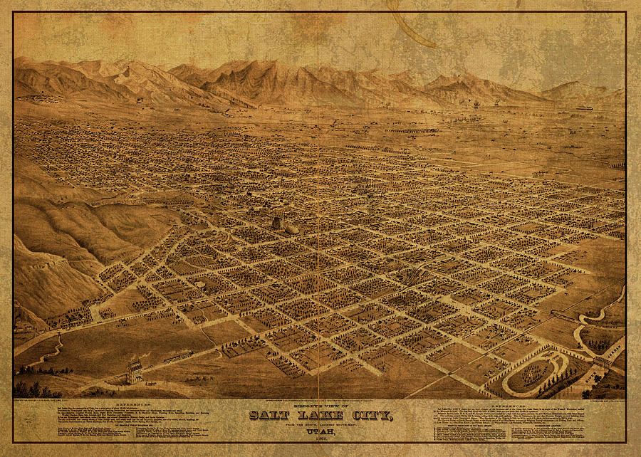 Salt Lake City Mixed Media - Salt Lake City Utah Vintage City Street Map 1875 by Design Turnpike