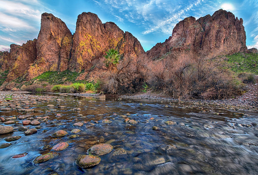 Salt River and the Goldfield Mountains Photograph by Dave Dilli