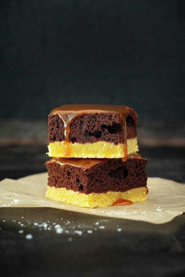 Salted Caramel Brookie brownie With Cookie Crust Photograph by Jan Wischnewski / Stockfood Studios
