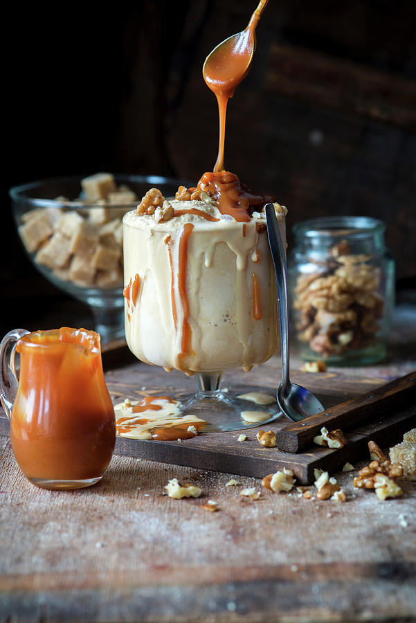 Salted Caramel Ice Cream With Walnuts Photograph by Irina Meliukh