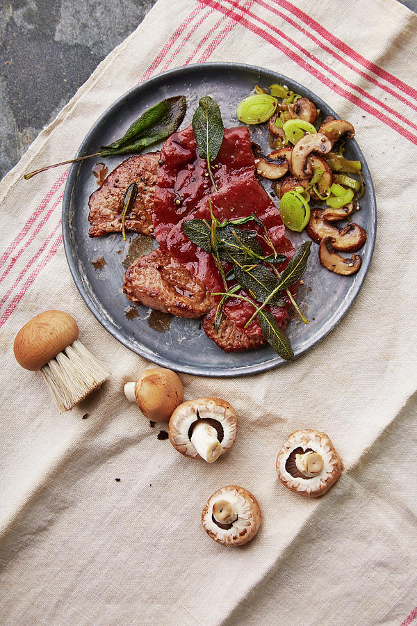 Saltimbocca With A Mushroom And Leek Medley Photograph by Meike Bergmann