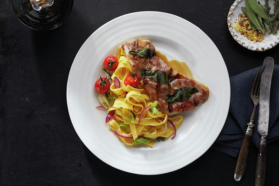 Saltimbocca With Tagliatelle italy Photograph by Frank Weymann