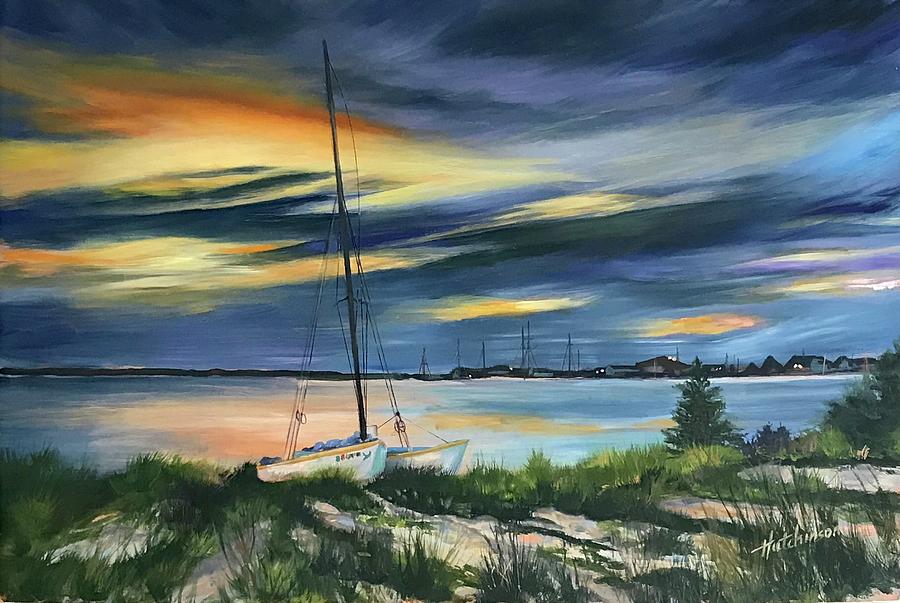 Sunset Painting - Salty Sunset by Diane Hutchinson