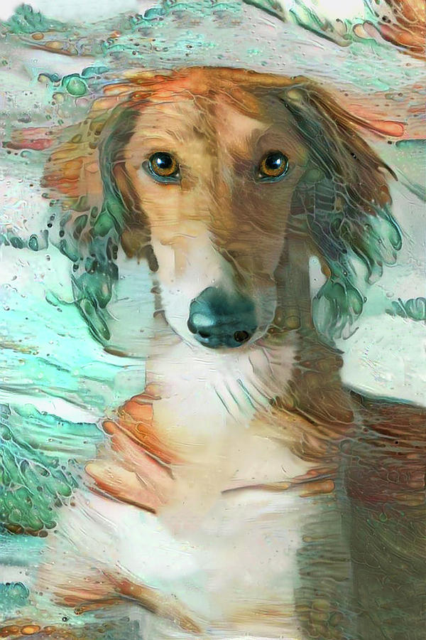 Saluki Dog - A Day at the Beach Digital Art by Peggy Collins