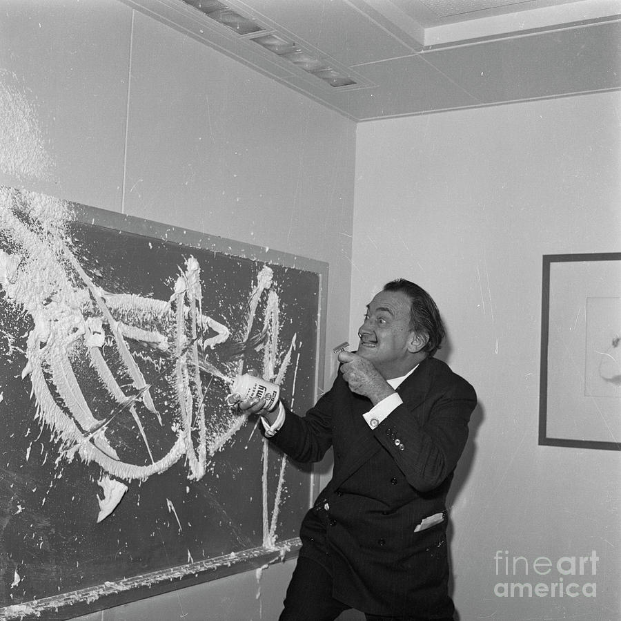 Salvador Dali Painting With Shaving Photograph by Bettmann