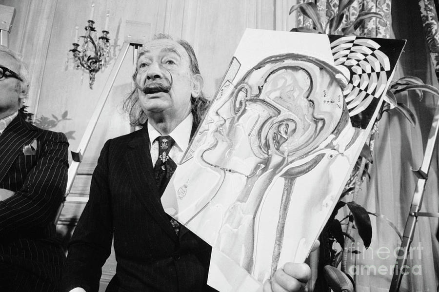 Salvador Dali Posing With Painting Photograph by Bettmann