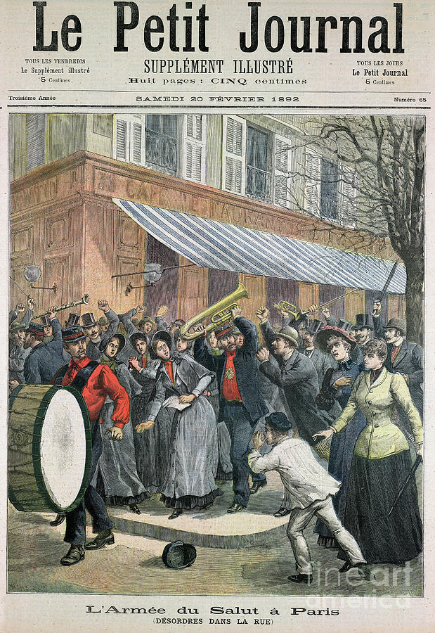 Salvation Army March Led By A Drummer Drawing by Print Collector