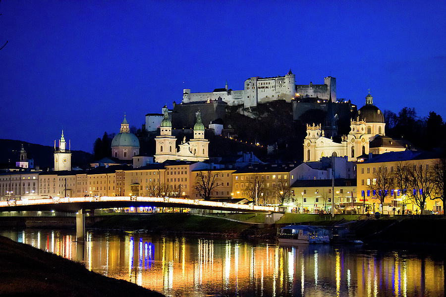 Salzberg Old City at Night Photograph by Shirley Mitchell