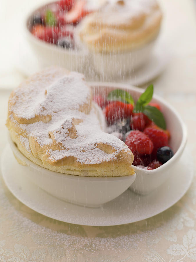 Salzburg Dumplings With Icing Sugar And Berries Photograph by Eising Studio