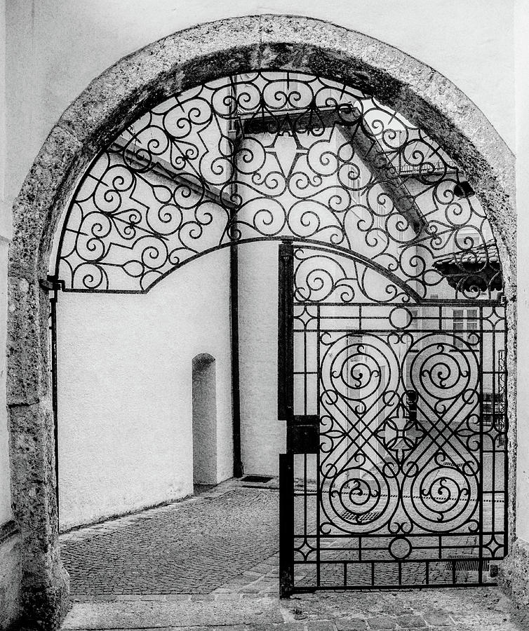 Salzburg Welcome, Black and White Photograph by Marcy Wielfaert