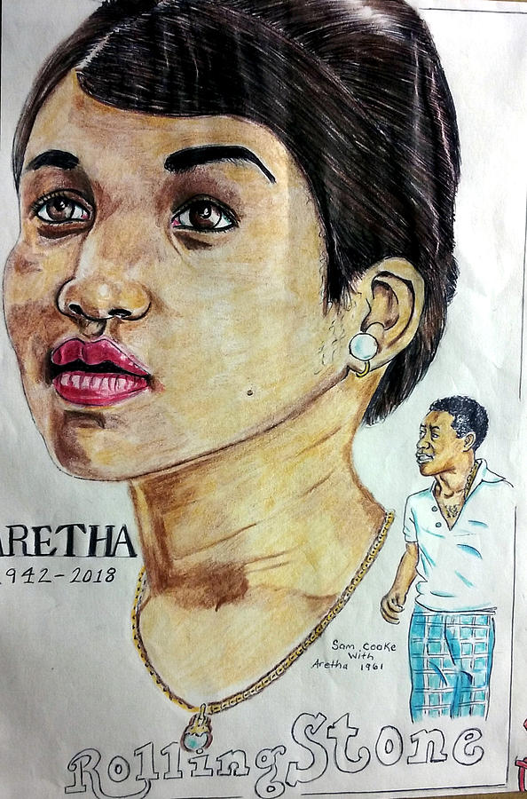 Sam Cooke with Aretha  Drawing by Joedee
