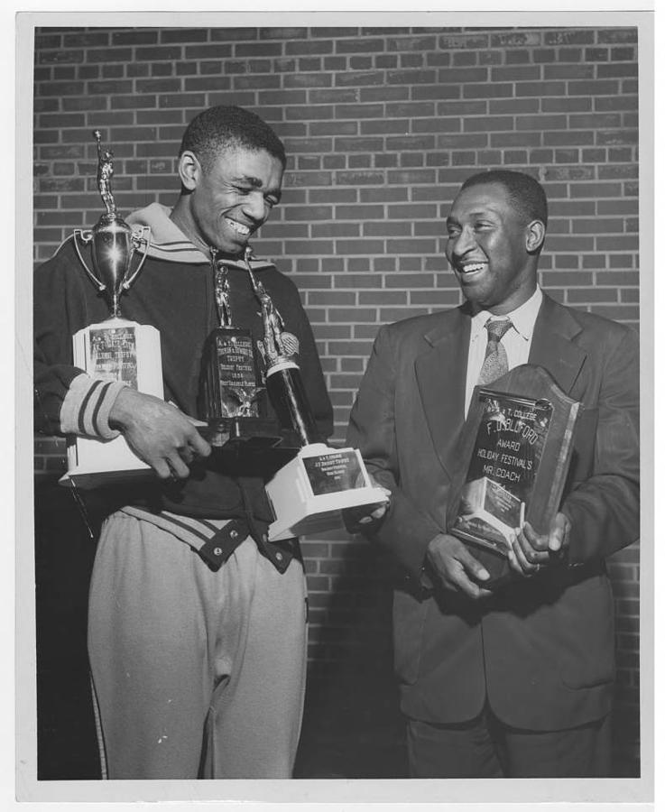 Sam Jones And Coach Floyd Brown Photograph by North Carolina Central University