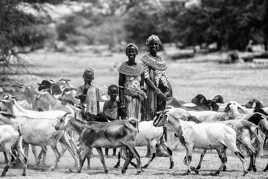 Black And White Photograph - Samburu Family by Vedran Vidak