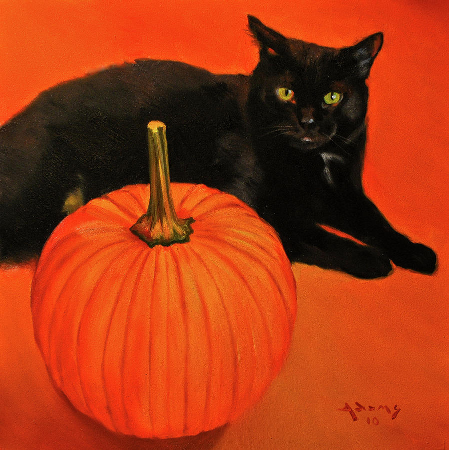 Sammy with Pumpkin Painting by Mark Adams - Pixels