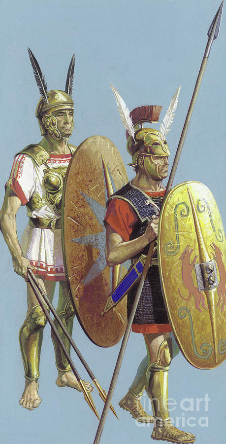 Samnite And Roman Soldiers Painting by Severino Baraldi