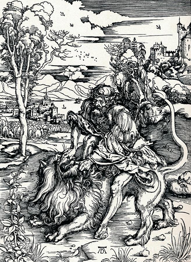 Samson Rending The Lion, 1497 1906 Drawing by Print Collector