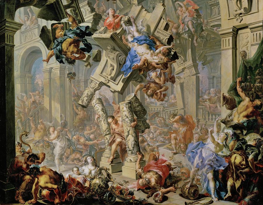 Samsons Revenge. Oil on canvas. Painting by Johann Georg Platzer Johann Georg Platzer