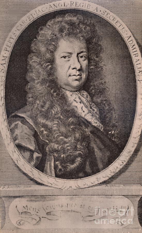 Samuel Pepys English Diarist And Naval Drawing by Print Collector