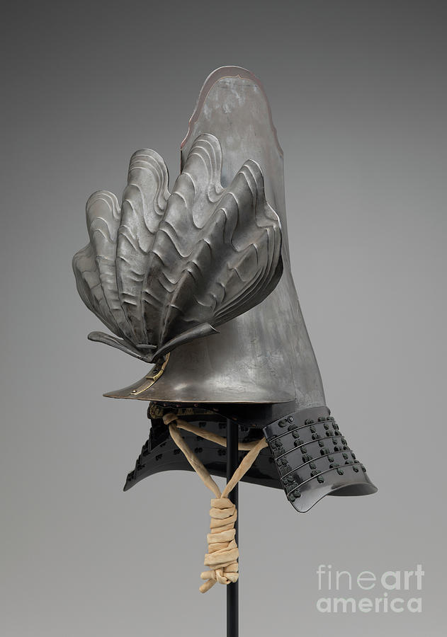 Samurai Helmet Wood, Lacquer, Metal And Fibre Mixed Media by Japanese School