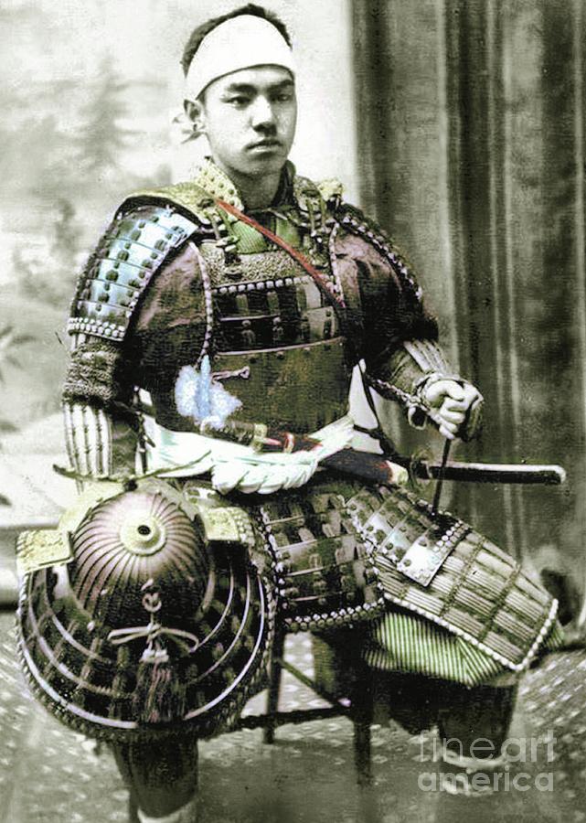 Samurai Of Old Japan Armed With Full Body Armor, Circa 1880 Photograph ...