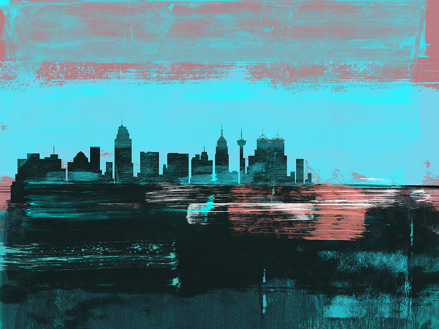 San Antonio Mixed Media - San Antonio Abstract Skyline II by Naxart Studio San Antonio Mixed Media - San Antonio Abstract Skyline II by Naxart Studio
