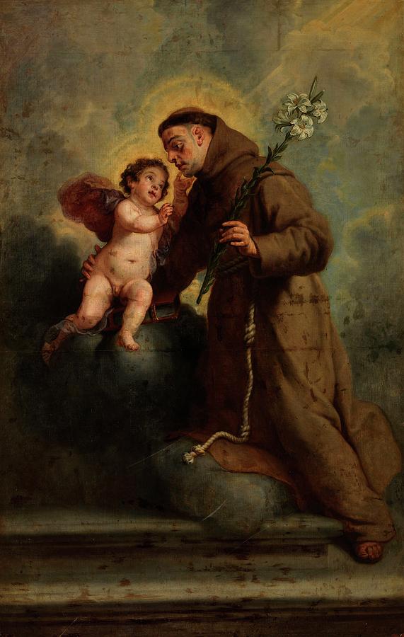 San Antonio de Padua con el Nino Jesus, ca. 1655, Flemish School, Oil on ca... Painting by Gaspar de Crayer -1584-1669-