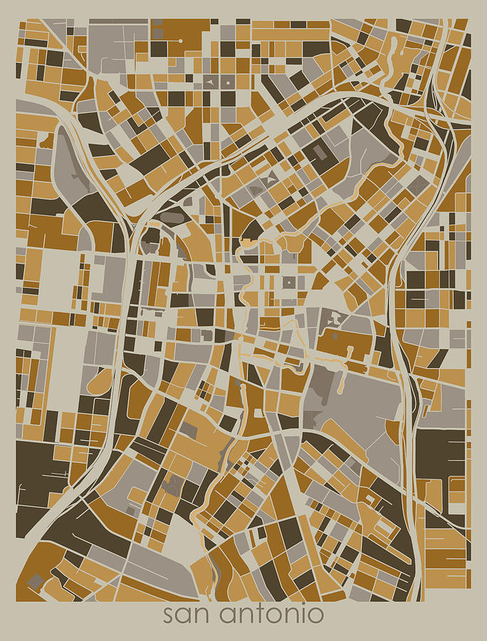 San Antonio Map Retro 4 Digital Art