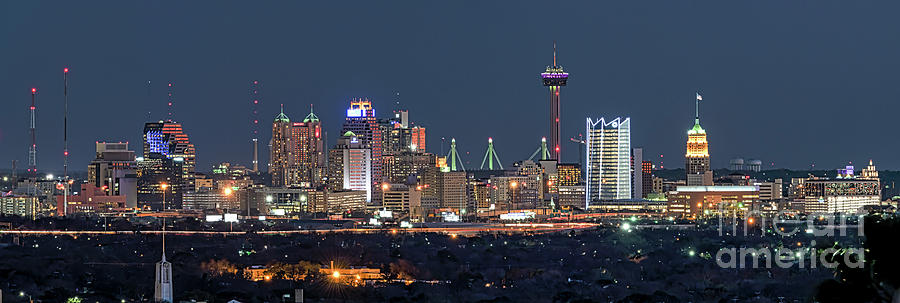 San Antonio Skyline Night Pano Photograph By Bee Creek Photography Tod And Cynthia Pixels