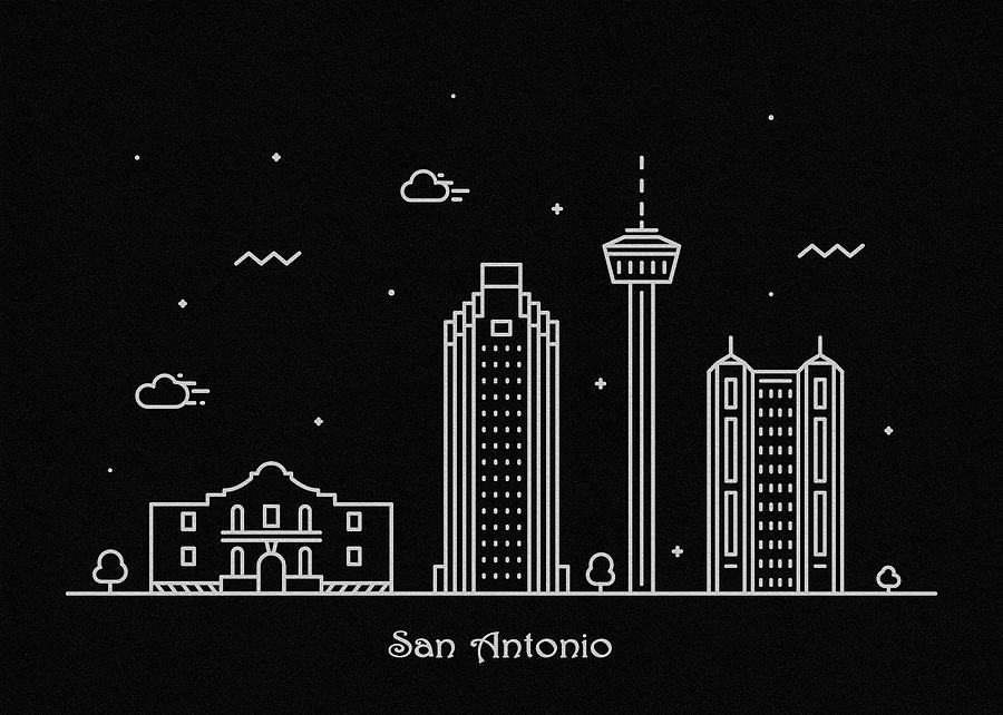 San Antonio Skyline Travel Poster Drawing By Inspirowl Design Fine Art America