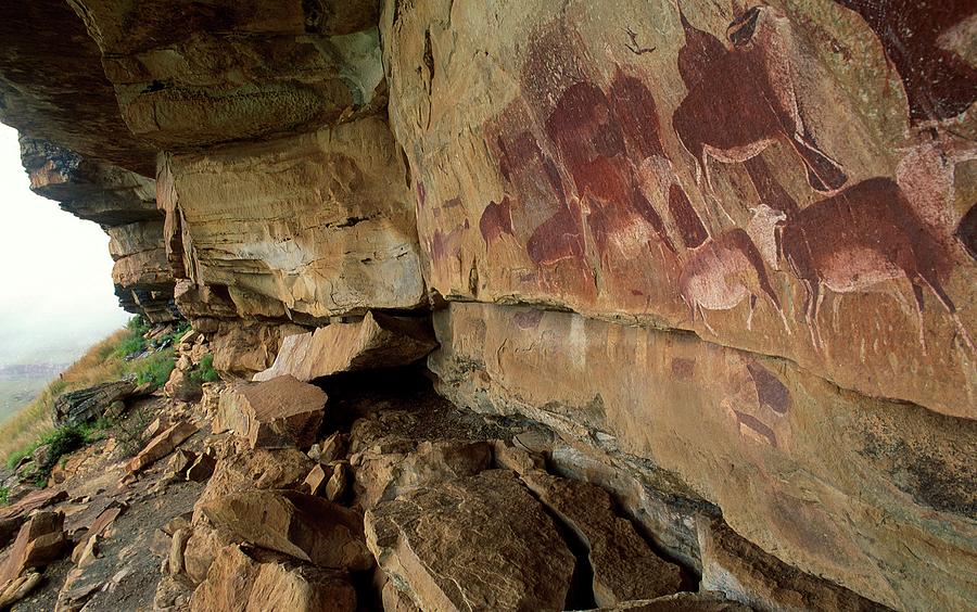 Kwazulu-natal Photograph - San (bushman) Rock Art In Game Pass by Roger De La Harpe