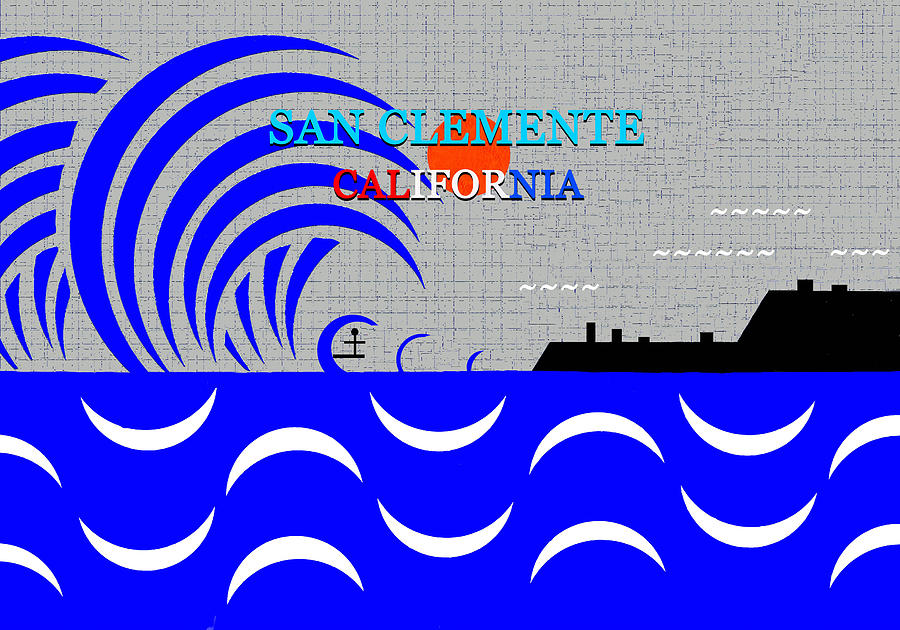 San Clemente California surfing art Digital Art by David Lee Thompson