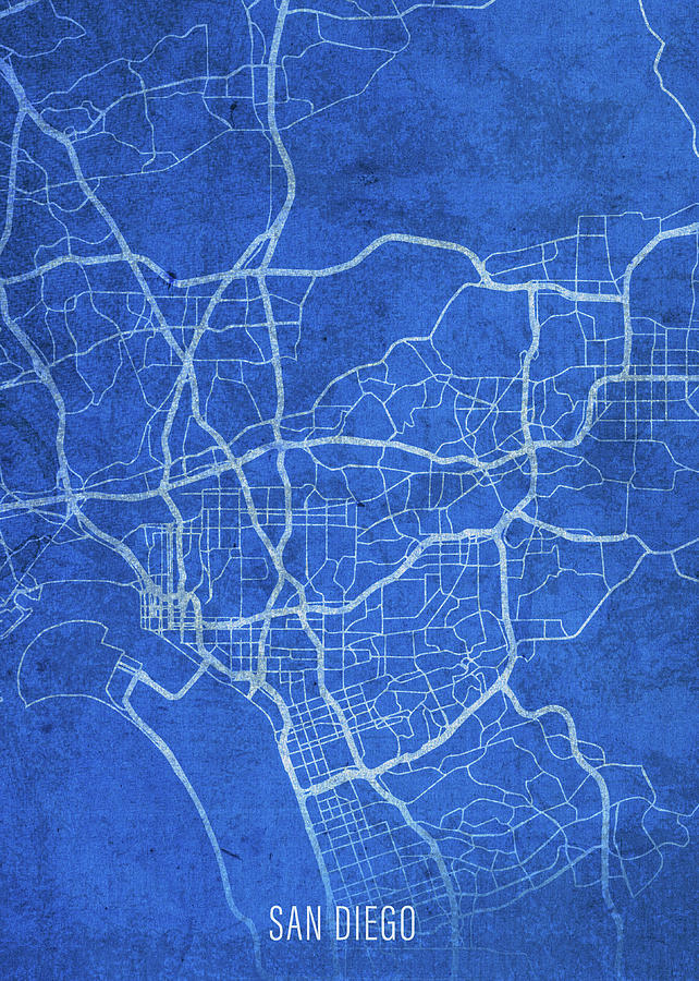 San Diego Mixed Media - San Diego California City Street Map Blueprints by Design Turnpike