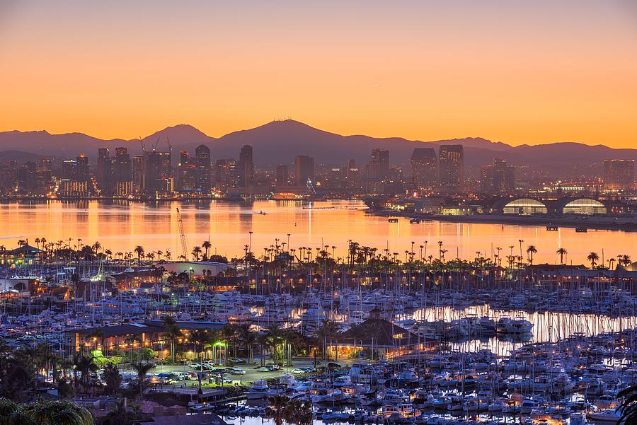 Architecture Photograph - San Diego, California, Usa Dawn Skyline by Sean Pavone