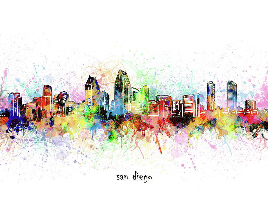 San Diego Skyline Artistic Digital Art by Bekim M