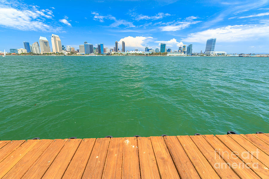 San Diego skyline wooden footpath Photograph by Benny Marty