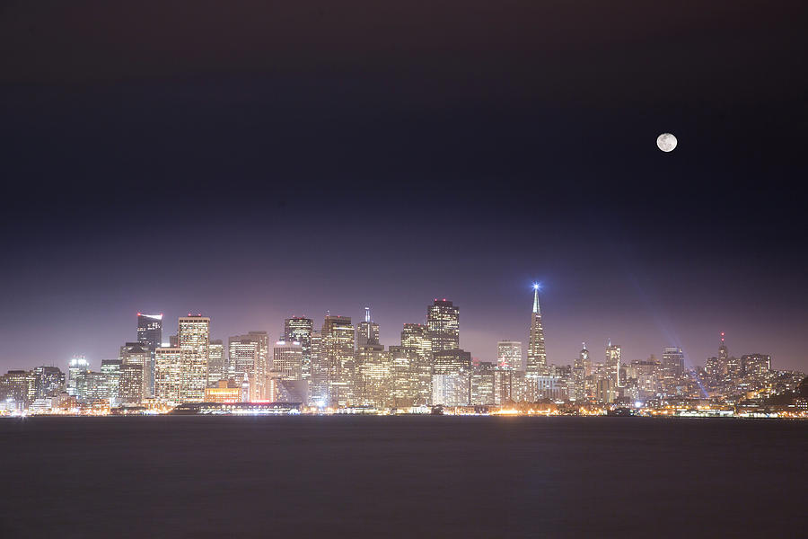 San Francisco Photograph - San FCo And Moon by Moises Levy