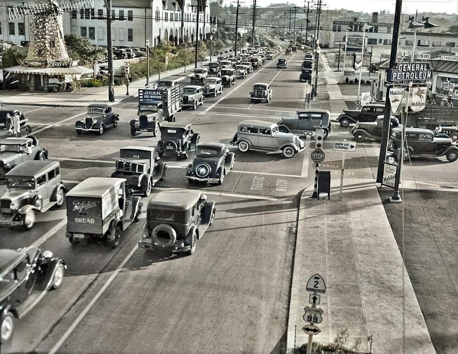 San Fernando And Fletcher, Glendale, 1936 Colorized By Ahmet Asar Painting
